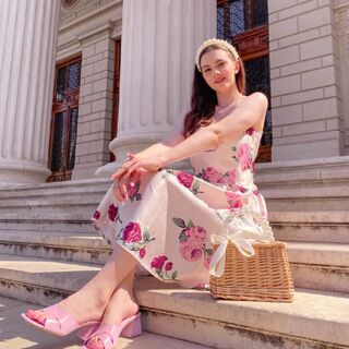 Pink 1950s Rose Floral Swing Dress
