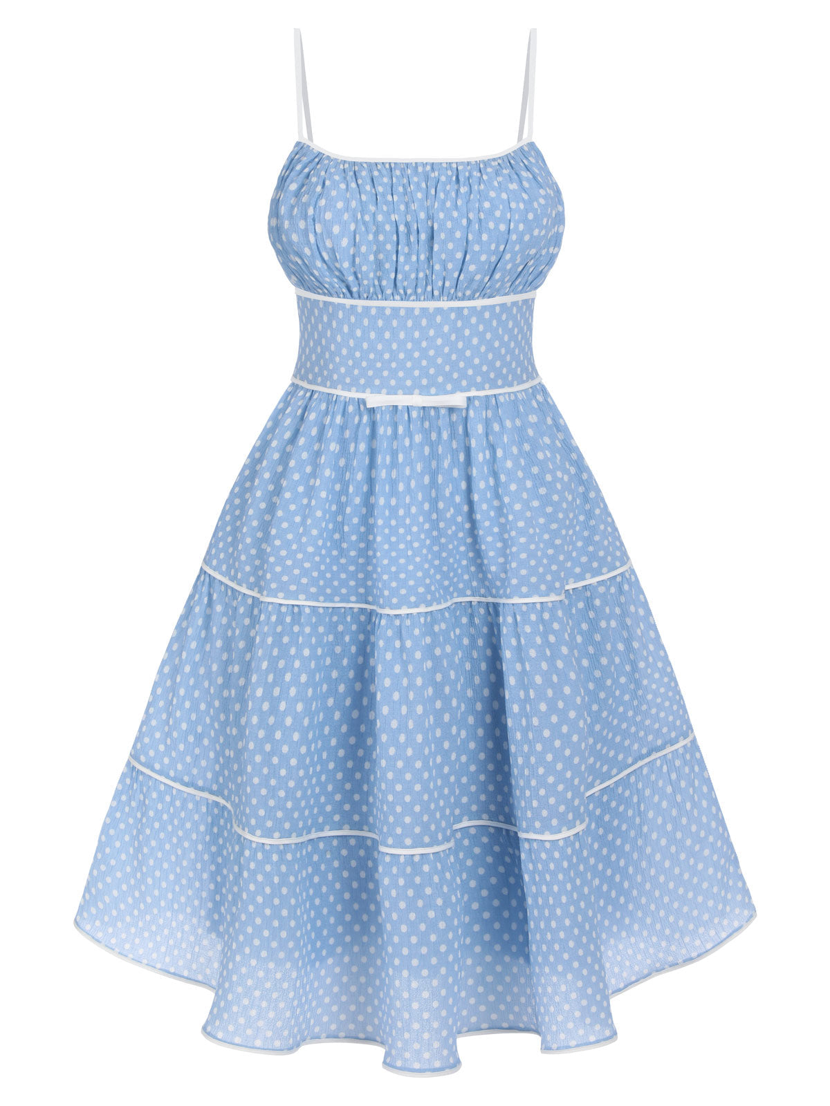 SKY BLUE 1950S STRAP   POLKA DOT SWING DRESS