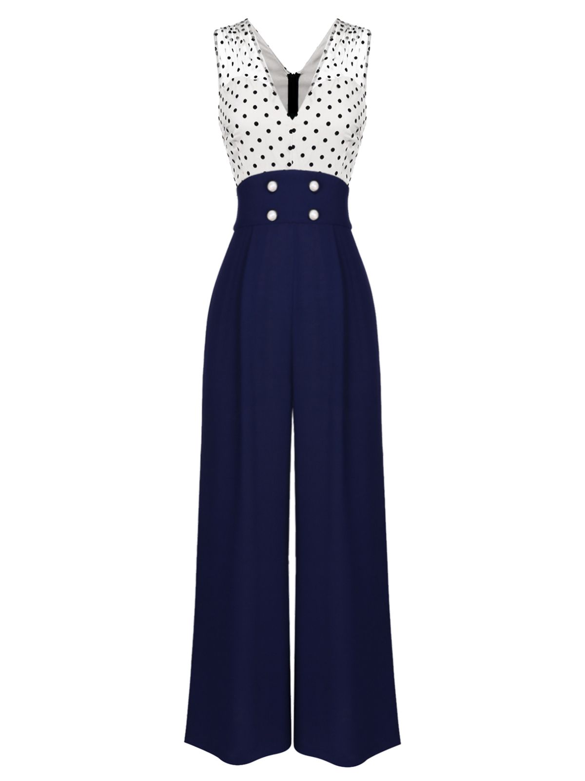 1930s Polka Dot Patch work Button Jumpsuit