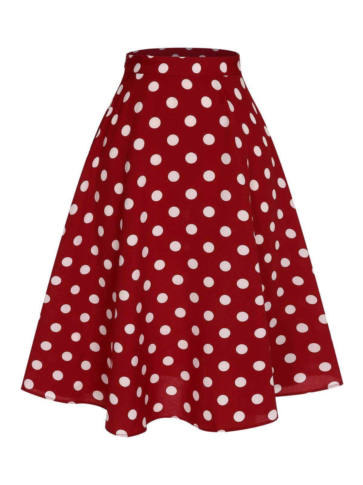 Red 1950s Polka Dot Swing Skirt