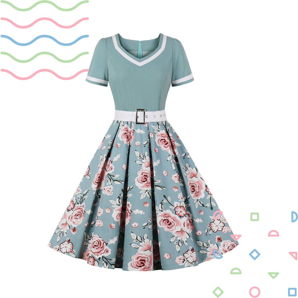 Snow White Style Button 1950s Dress