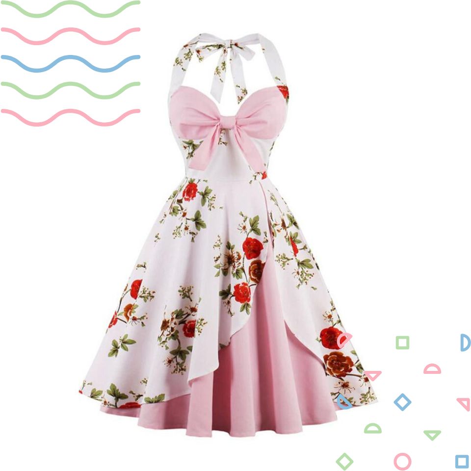 Snow White Style Button 1950s Dress