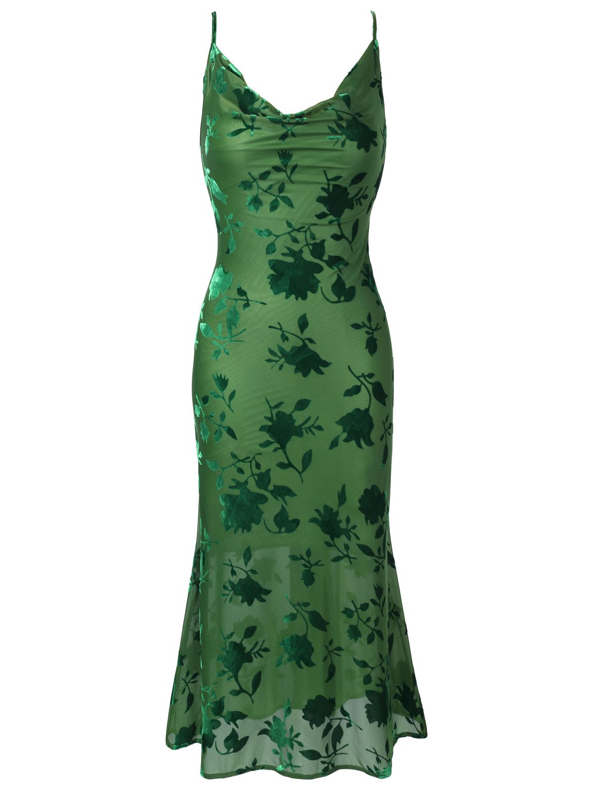 Green 1960s Floral Vintage Dress