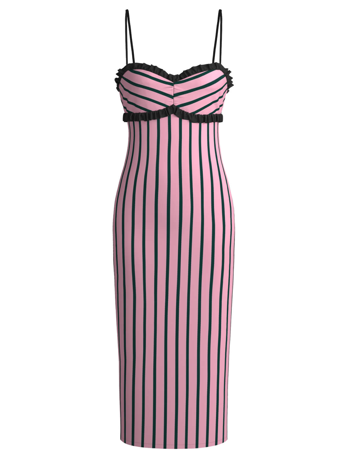 Pale Pink 1960s Strap Stripe Pencil Dress