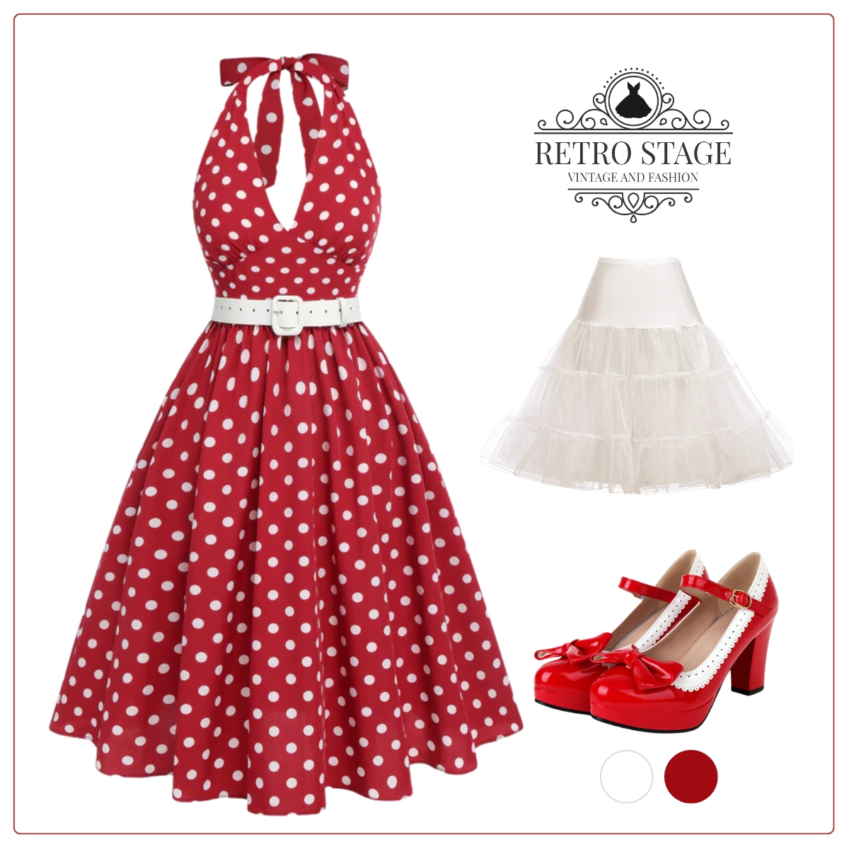 Snow White Style Button 1950s Dress