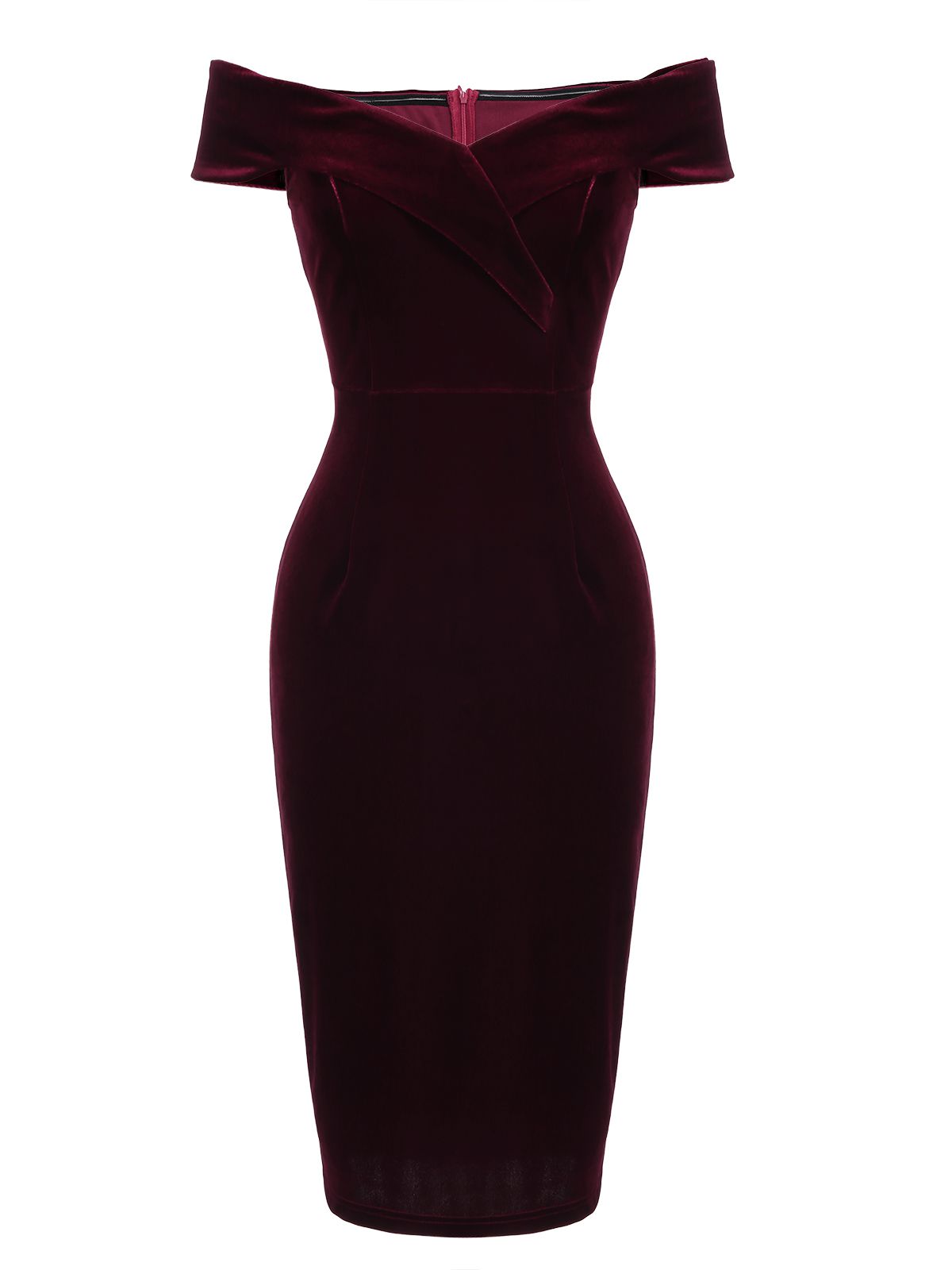 Rose Red 1960s Satin Solid Pencil Dress