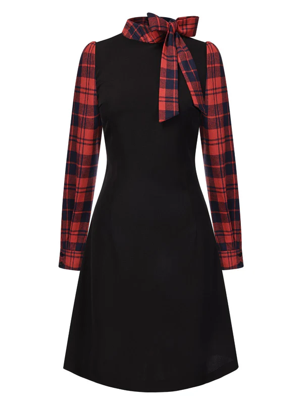 [Pre-Sale] Green 1950s Plaid Patchwork Lapel Dress
