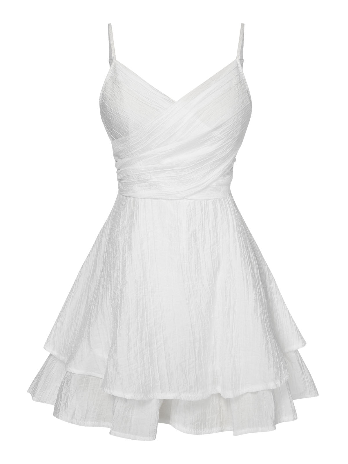 White 1950s Solid Spaghetti Straps Skirt Romper - White / XS