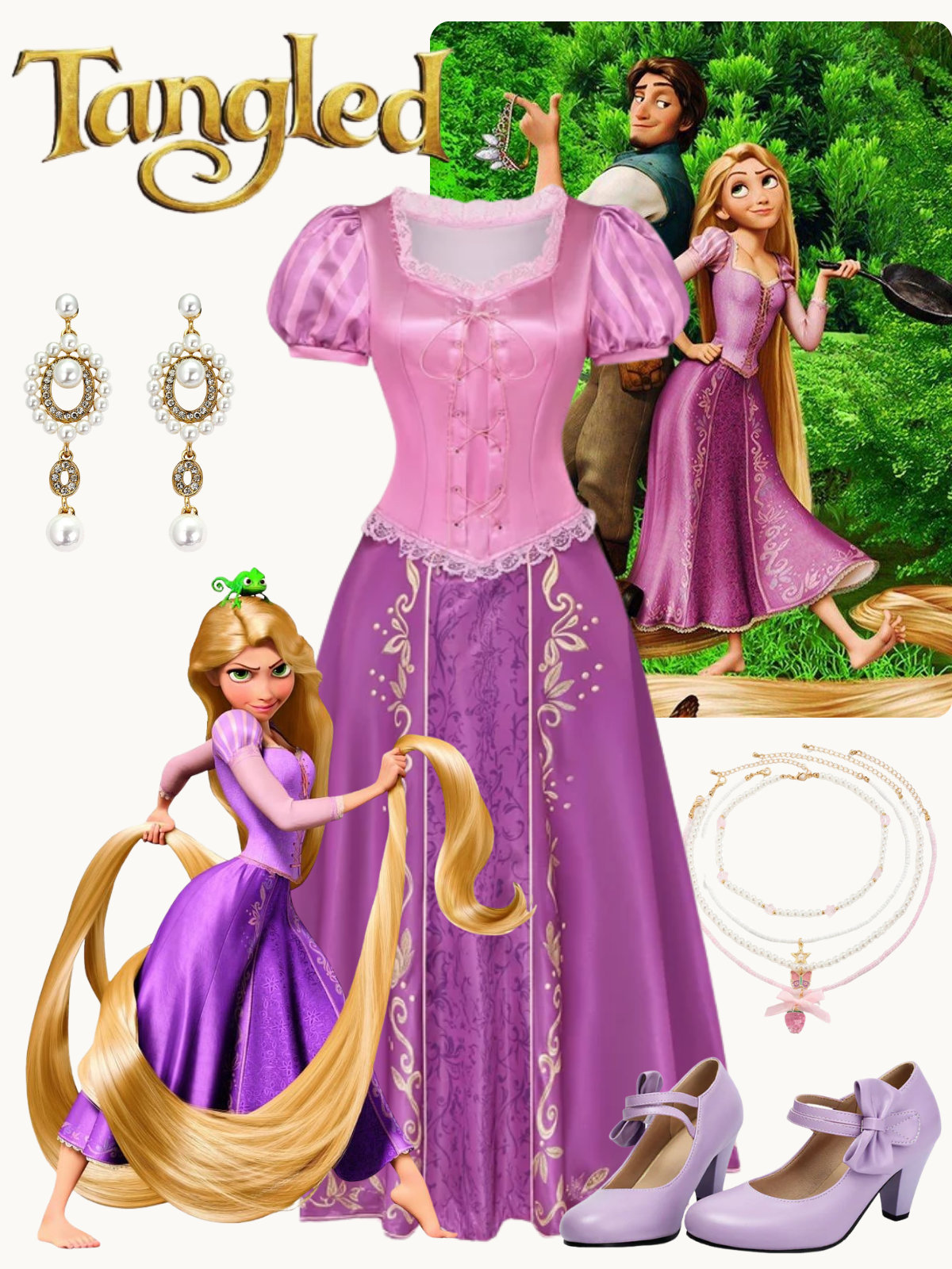 Rose Violet 1950s Fairytale Lace Up Puff Sleeve Costume Dress