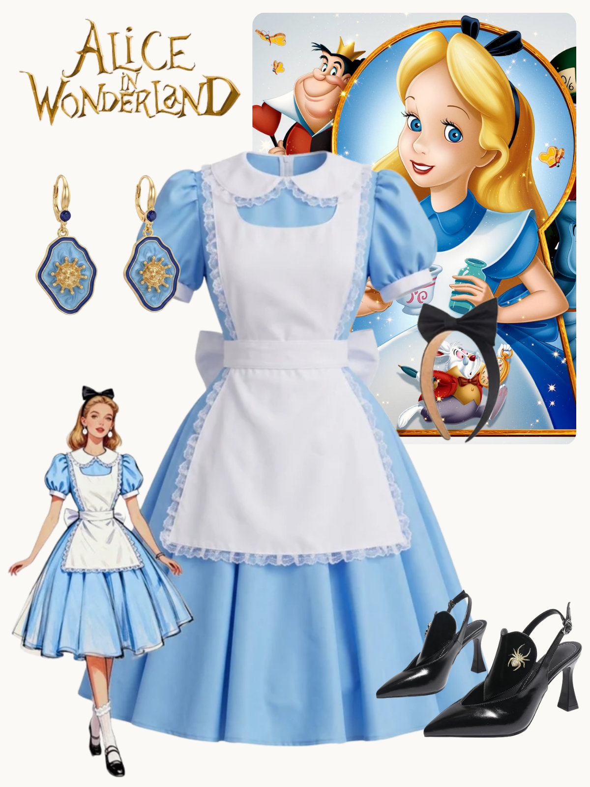 1950s Wonderland Storybook Puff Sleeve Apron Costume Set